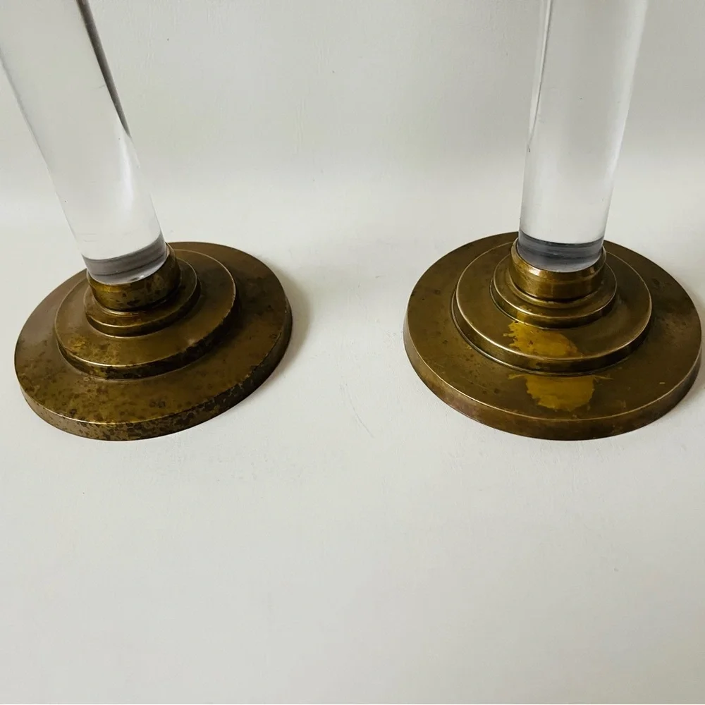 Elegant Brass and Glass Candle Holders